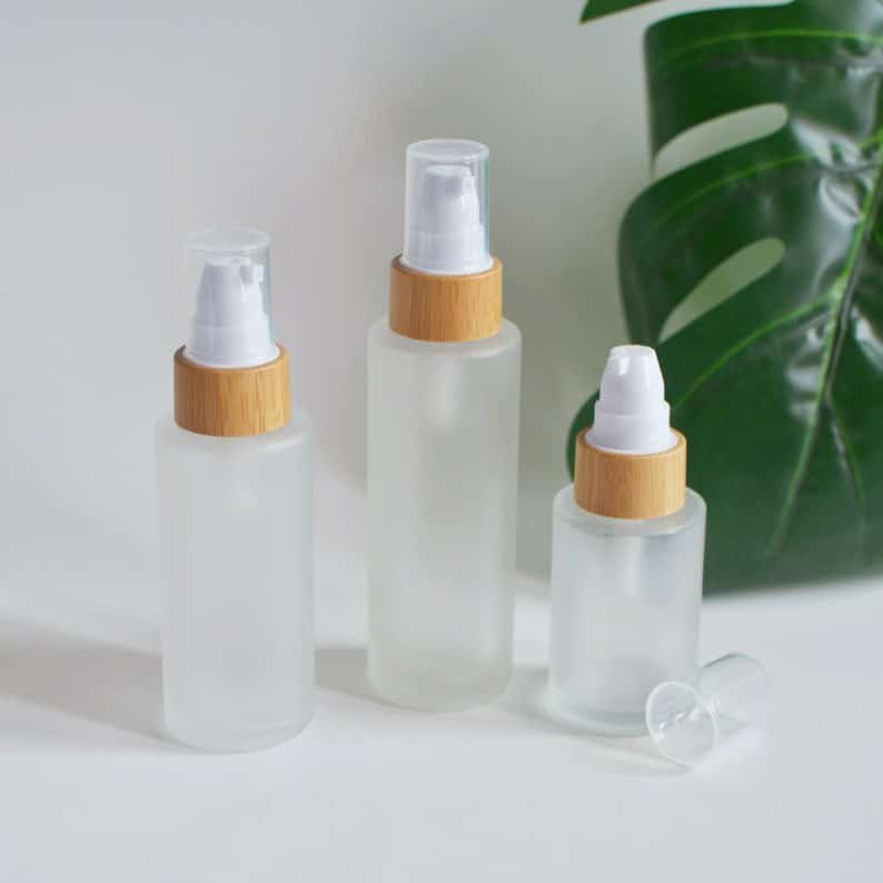 ZHFBCP-005 120ml Natural Bamboo Wooden Lotion Pump Bottles Frosted