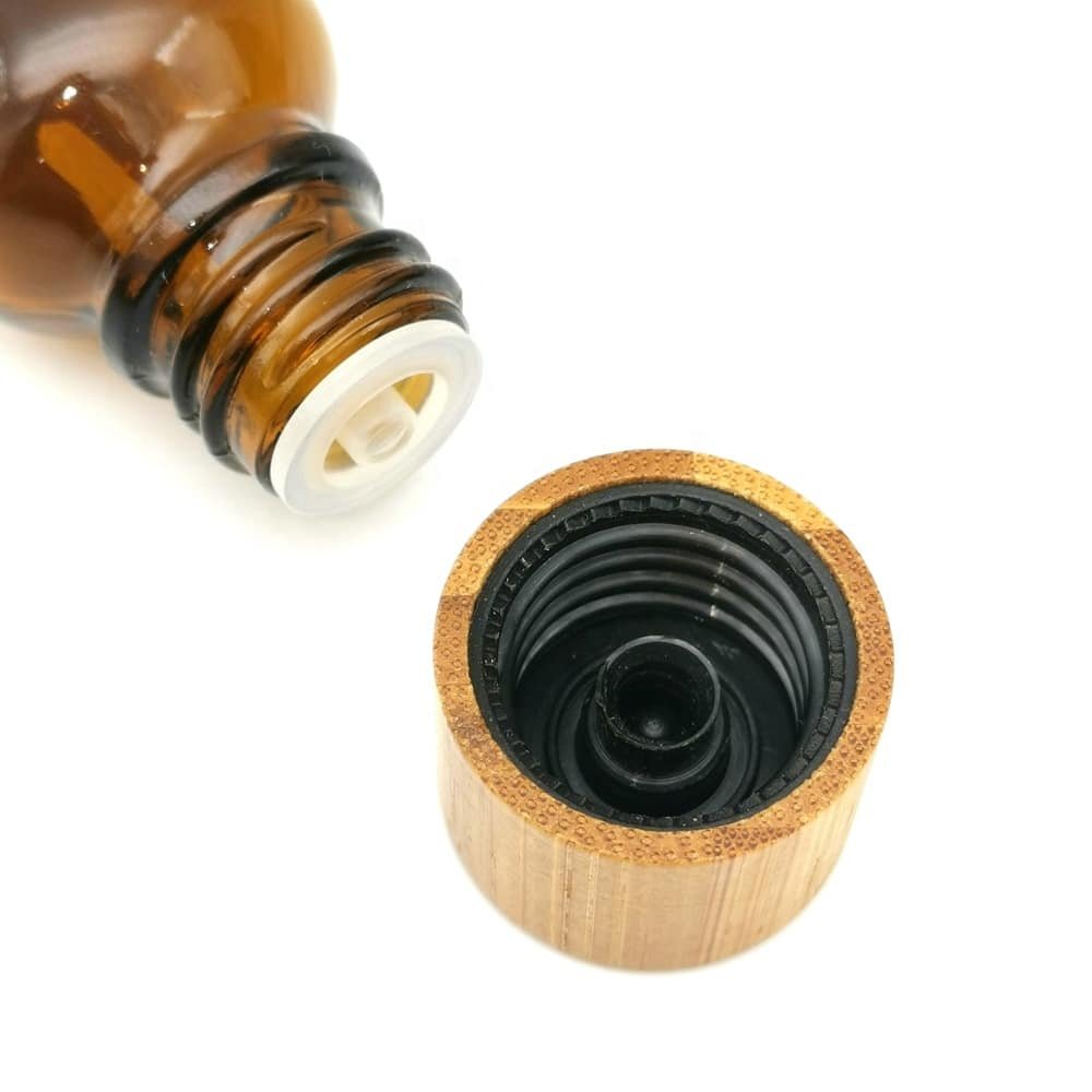 Bamboo Cap Dropper + Frosted Glass