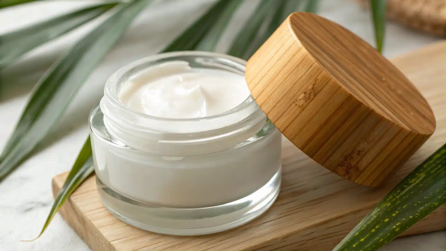 Elevating Brand Image with Bamboo Close-up shot showing the natural grain and texture of a bamboo cosmetic jar.
